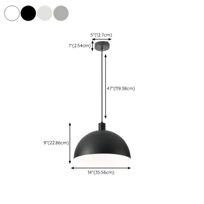 Nordic Cream Glass Dome LED Pendant Light for Living Room #size