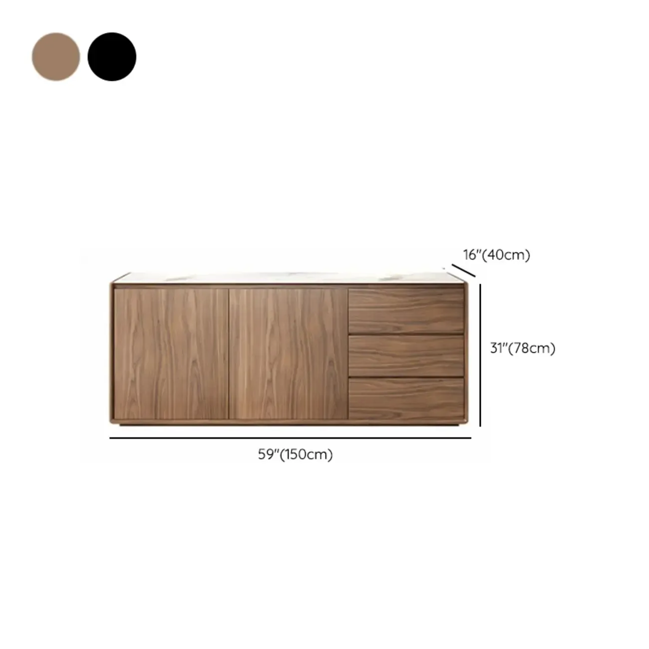 Wooden Accent Cabinet for with 3 Drawers & 2 Enclosed Doors Image - 14