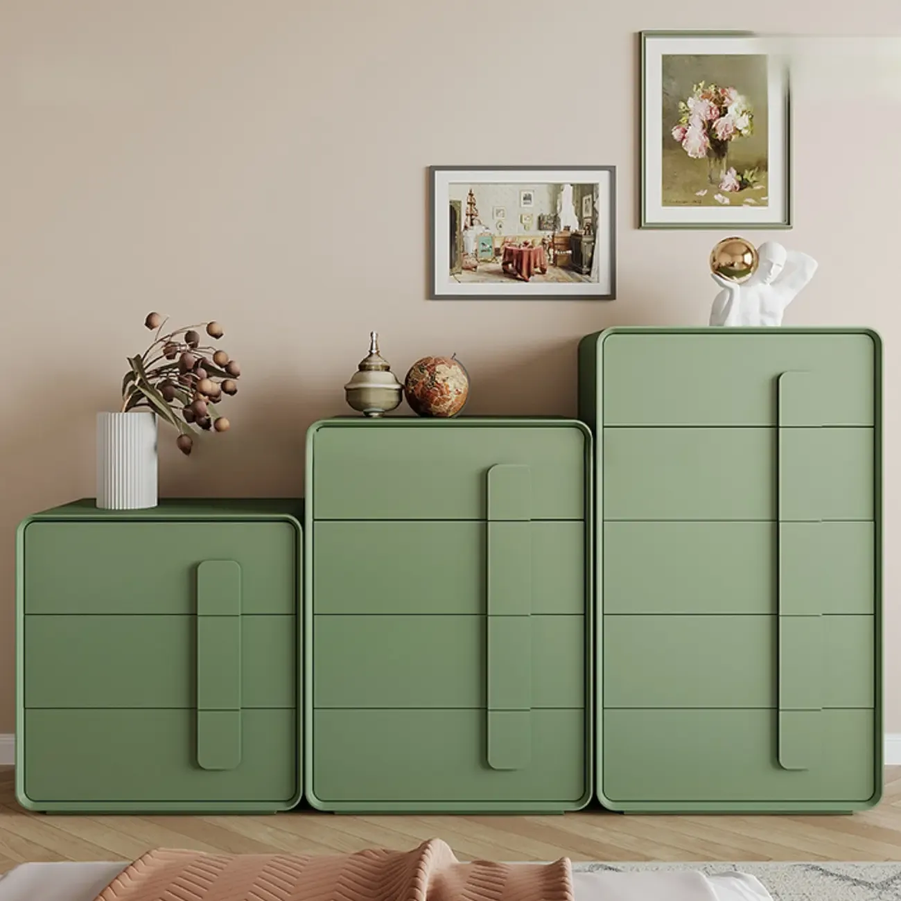 Modern Green Storage Cabinet with Different Size for Indoor Image - 1