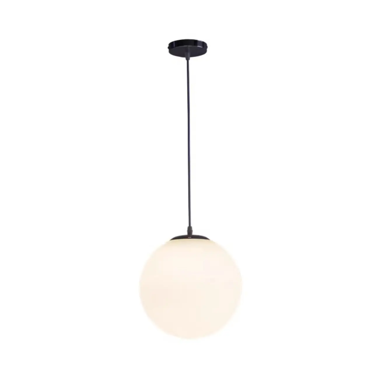Modern White Glass Globe Pendant Light with Black Rope for Living Room Image - 6 | homeyfad