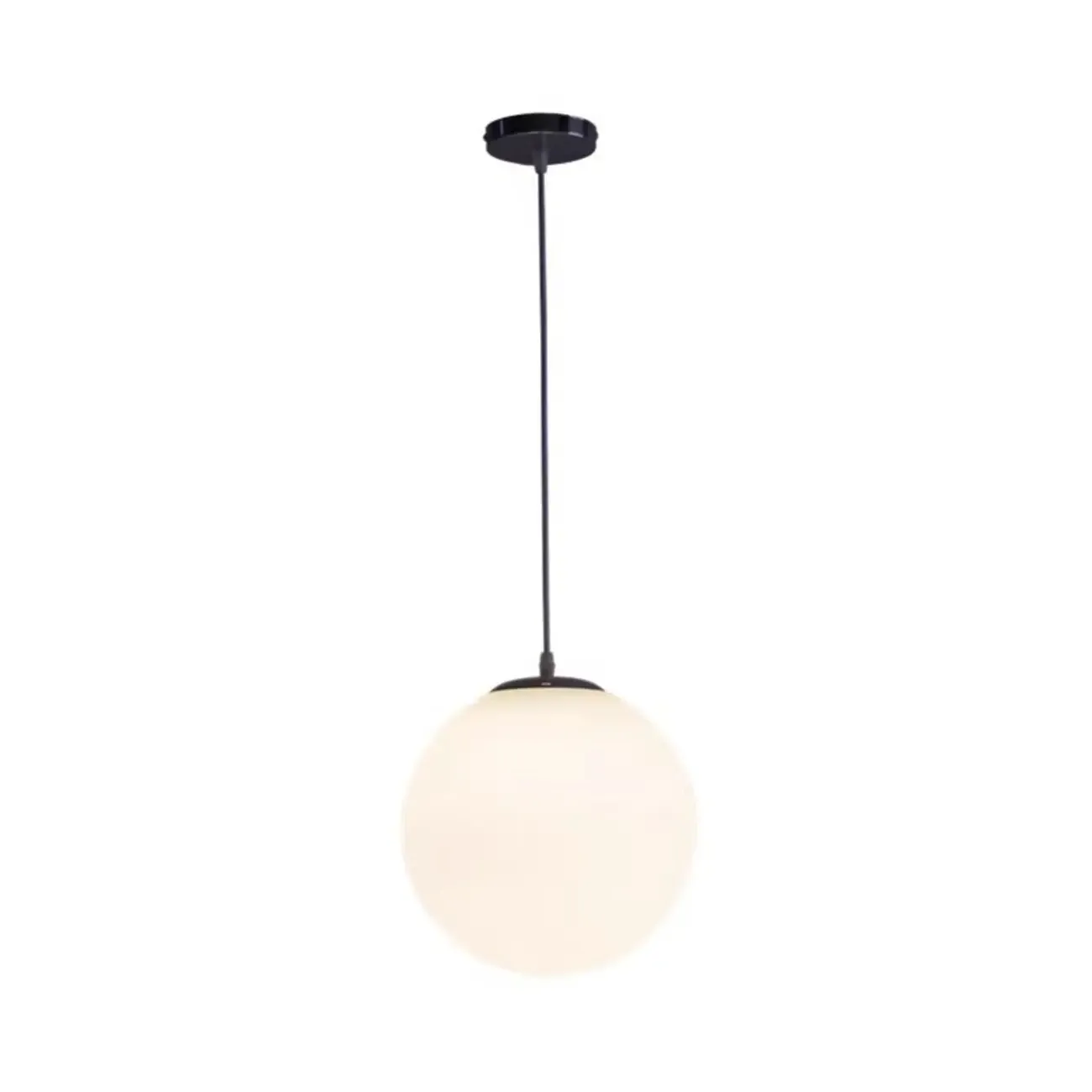 Modern White Glass Globe Pendant Light with Black Rope for Living Room Image - 6