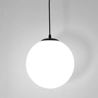 Modern White Glass Globe Pendant Light with Black Rope for Living Room Image - 7