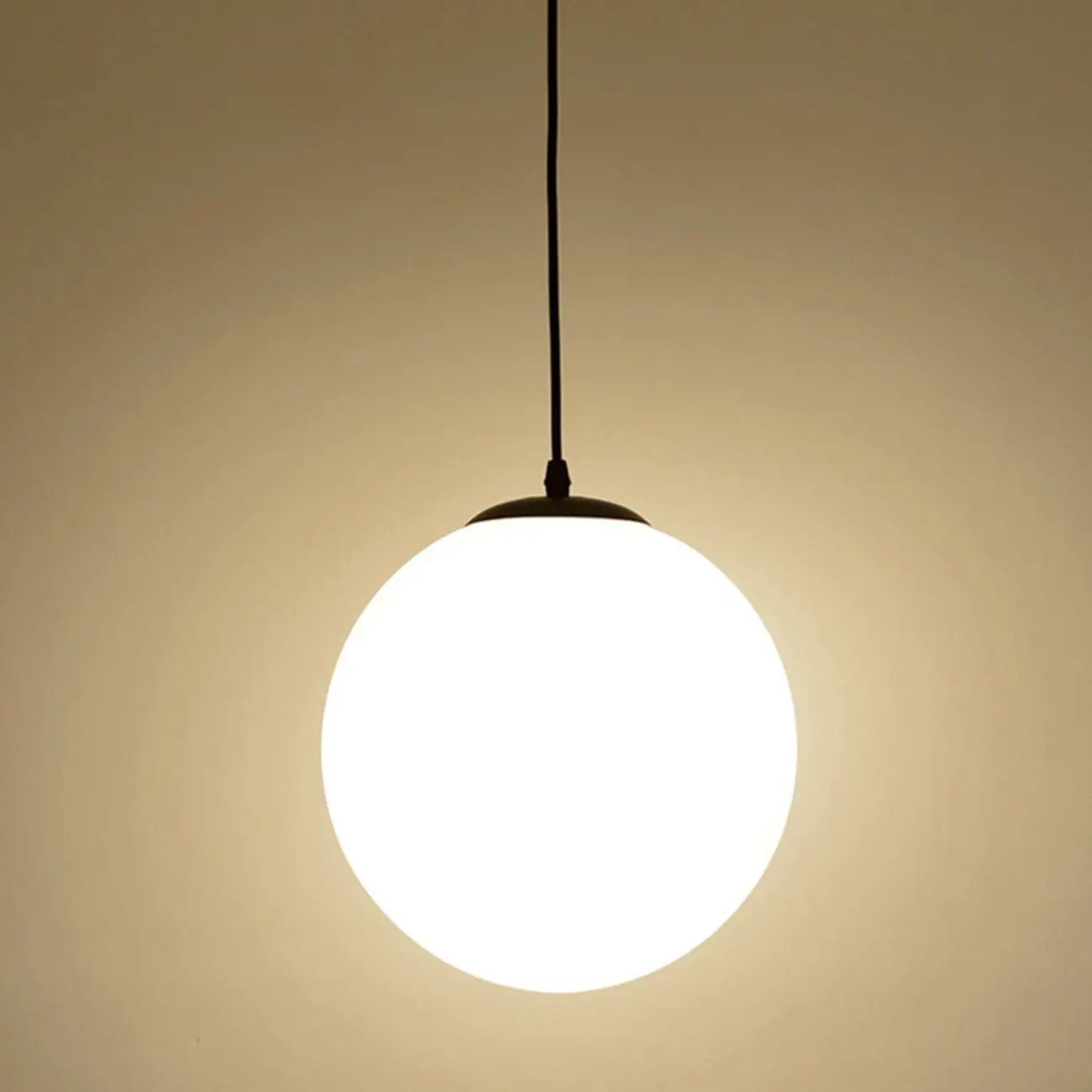 Modern White Glass Globe Pendant Light with Black Rope for Living Room Image - 8 | homeyfad