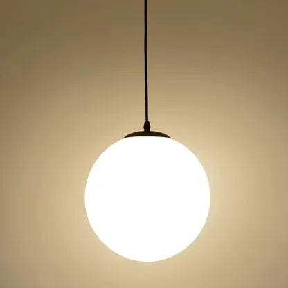 Modern White Glass Globe Pendant Light with Black Rope for Living Room Image - 8