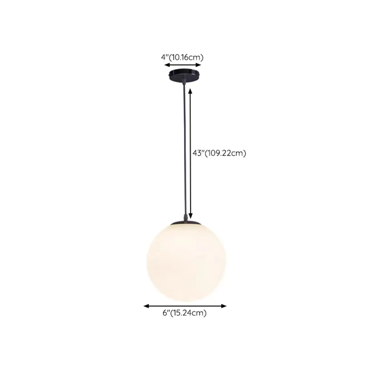 Modern White Glass Globe Pendant Light with Black Rope for Living Room #size | homeyfad