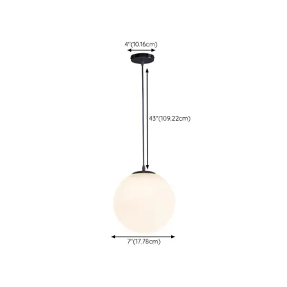 Modern White Glass Globe Pendant Light with Black Rope for Living Room Image - 14