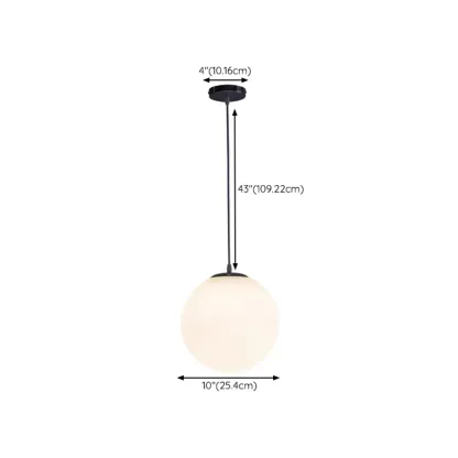 Modern White Glass Globe Pendant Light with Black Rope for Living Room Image - 16