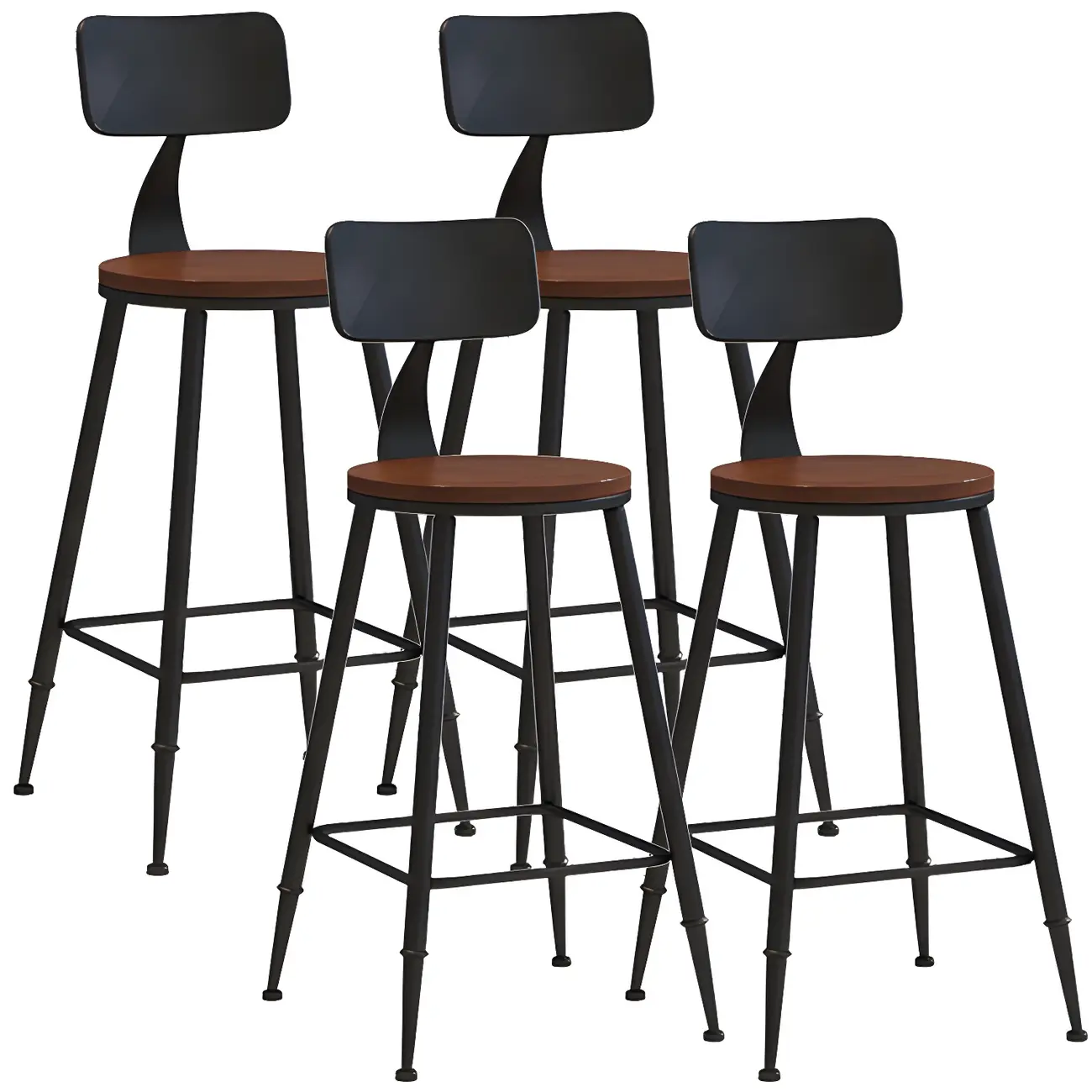 Industrial Metal Bar Stools with Backrest for Dining Room Image - 2 | homeyfad