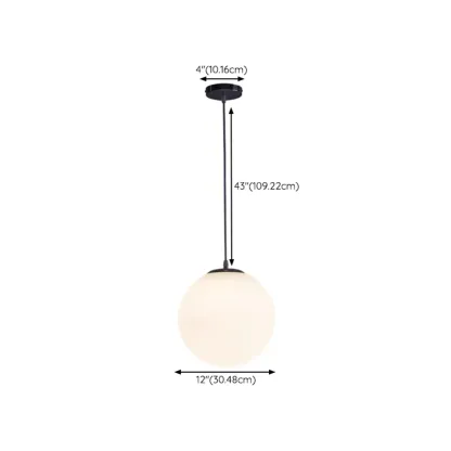 Modern White Glass Globe Pendant Light with Black Rope for Living Room Image - 17