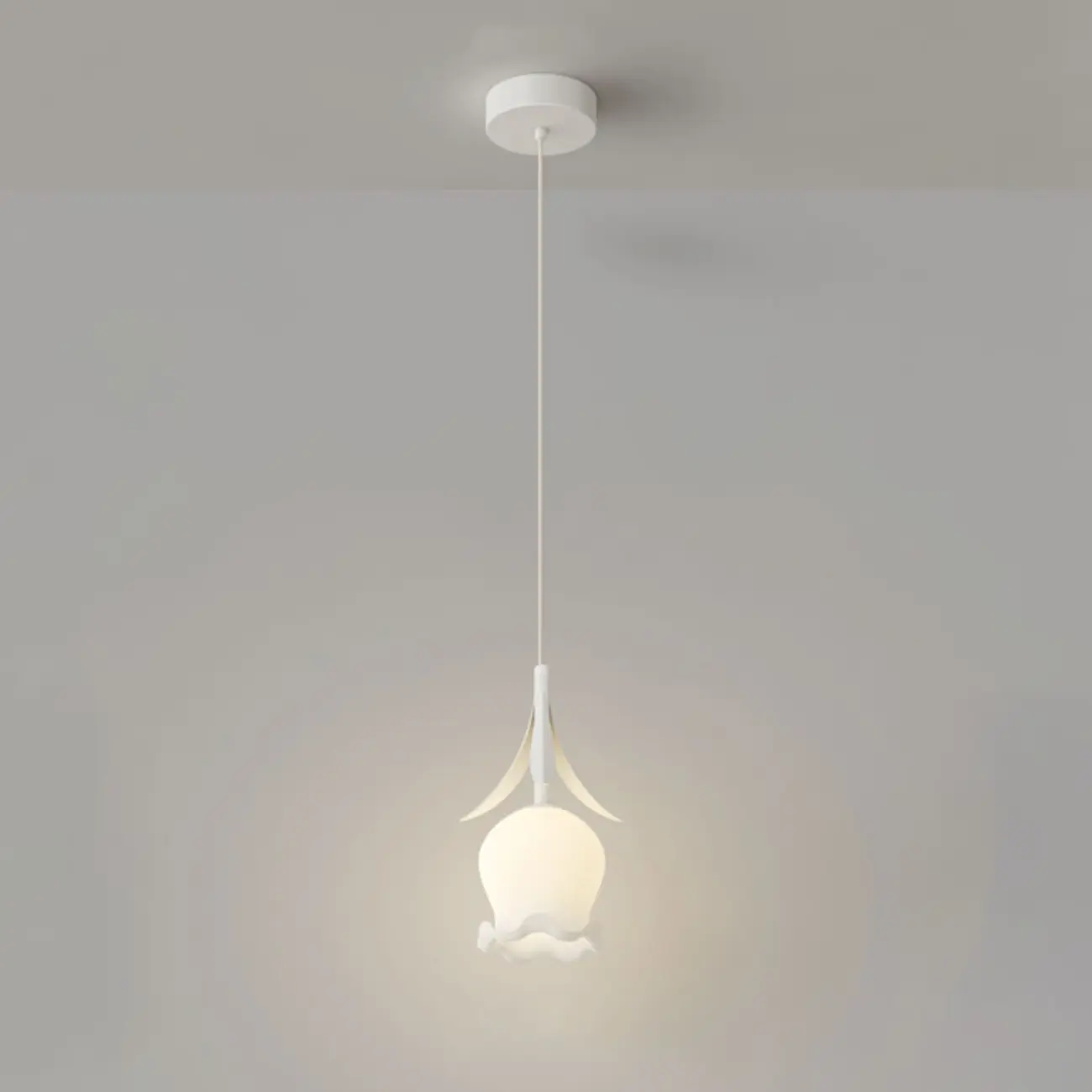 Elegant White Glass Floral LED Pendant Light for Living Room Image - 6 | homeyfad