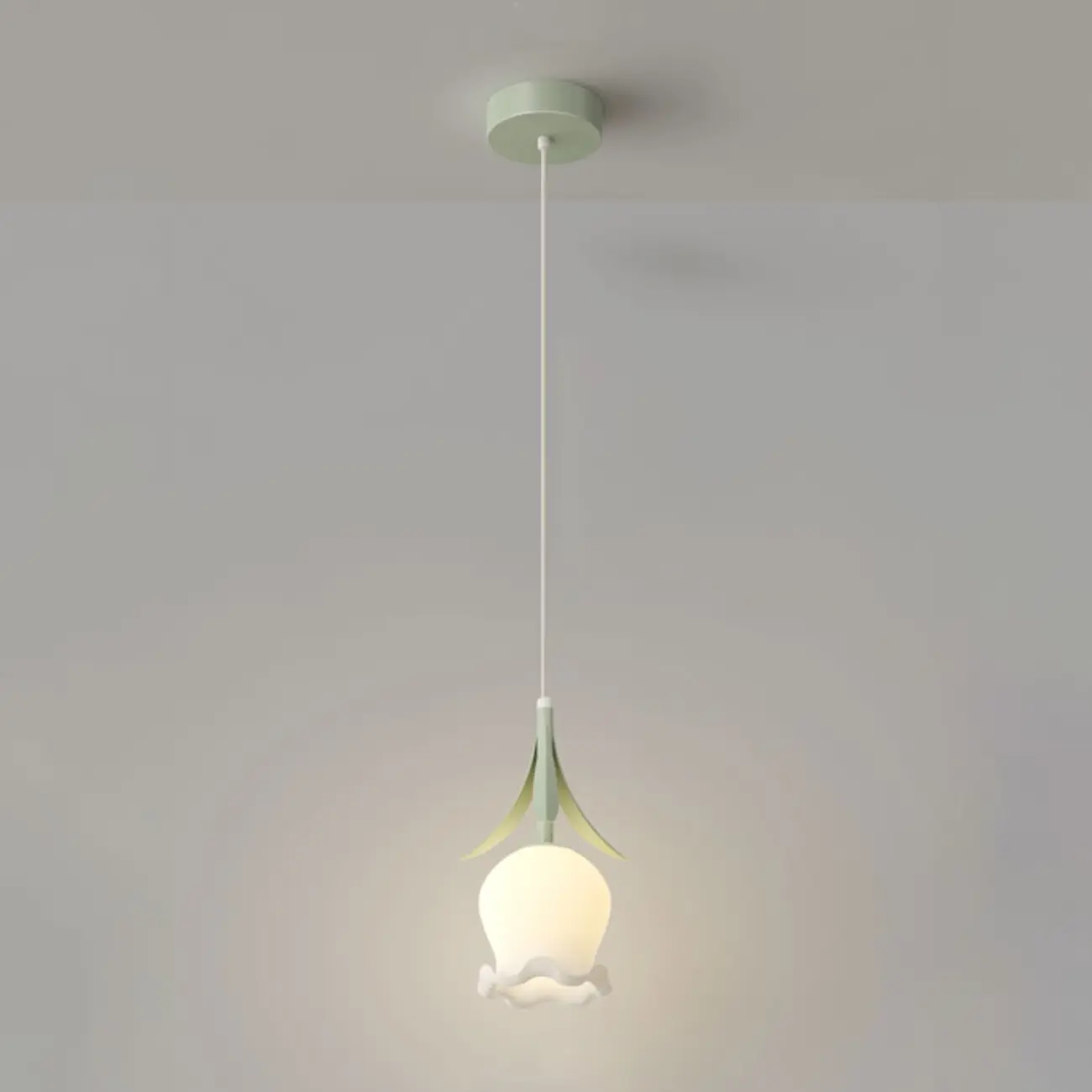 Elegant White Glass Floral LED Pendant Light for Living Room Image - 7 | homeyfad