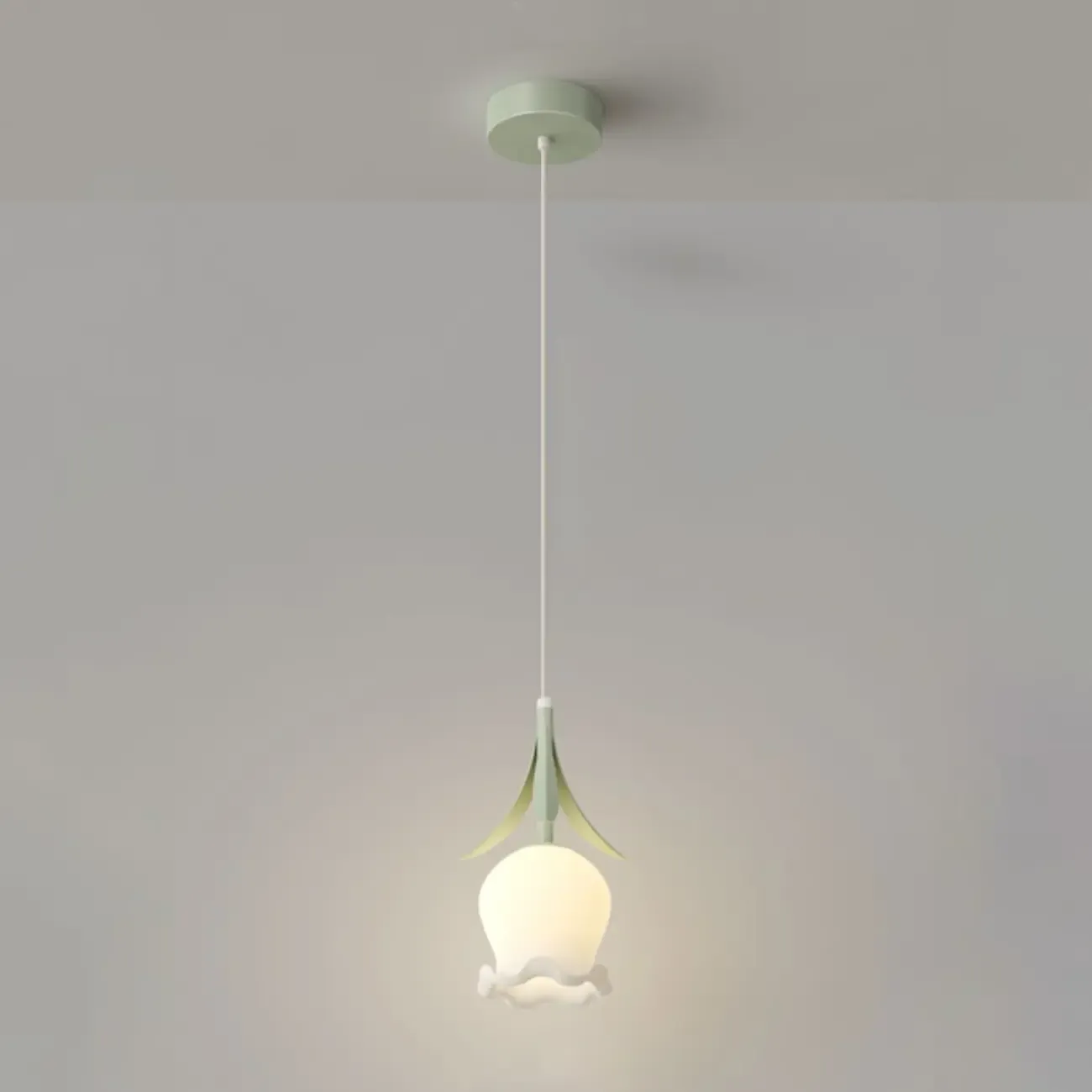 Elegant White Glass Floral LED Pendant Light for Living Room Image - 7