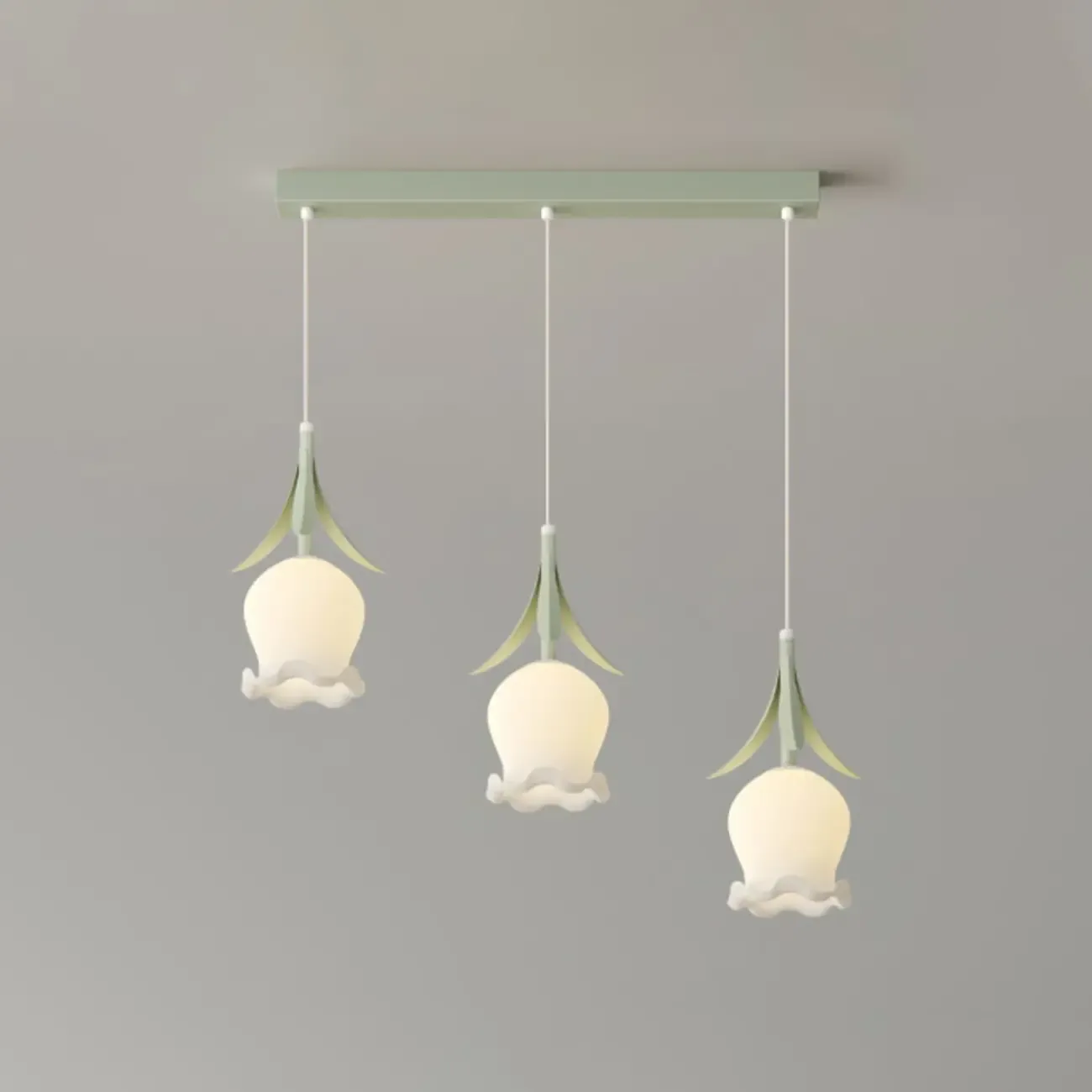 Elegant White Glass Floral LED Pendant Light for Living Room Image - 9