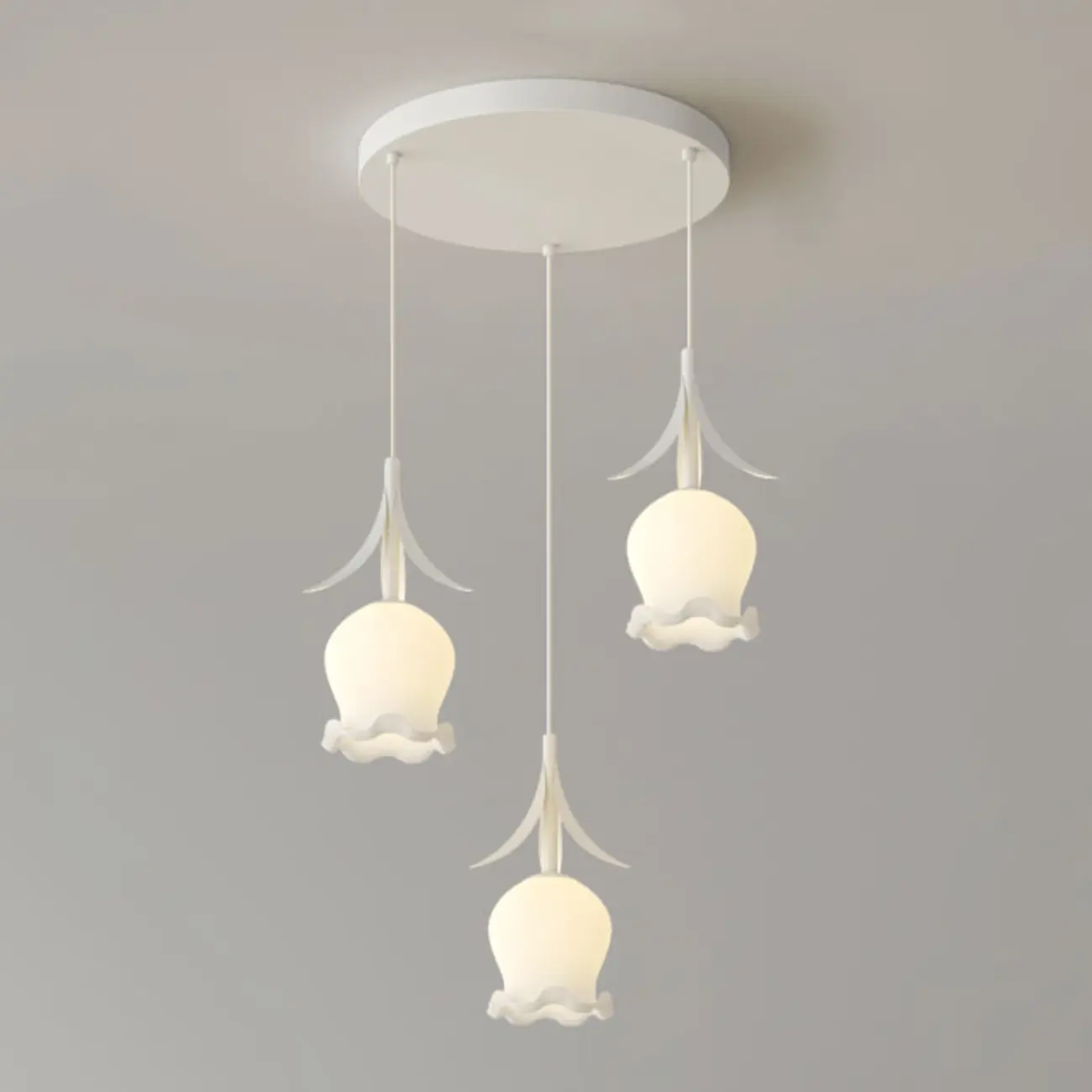 Elegant White Glass Floral LED Pendant Light for Living Room Image - 10 | homeyfad
