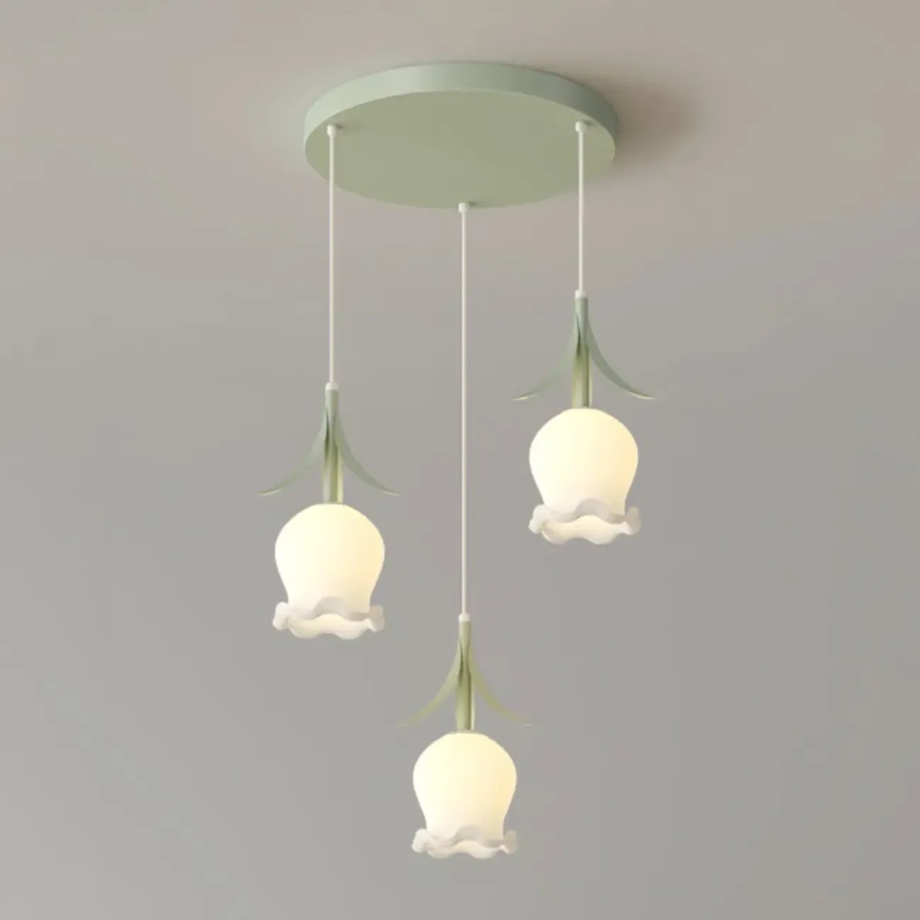 Elegant White Glass Floral LED Pendant Light for Living Room Image - 11