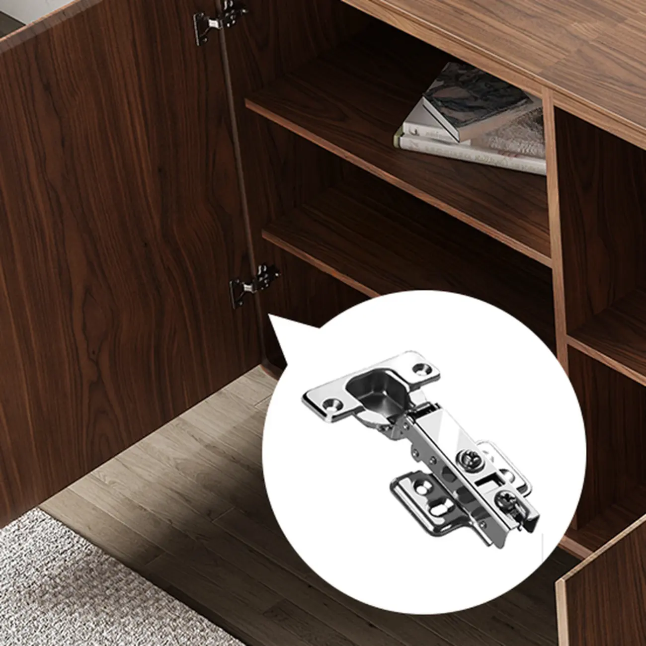 Large Cocoa Wooden Storage Cabinet with Drawers & Doors Image - 10 | homeyfad