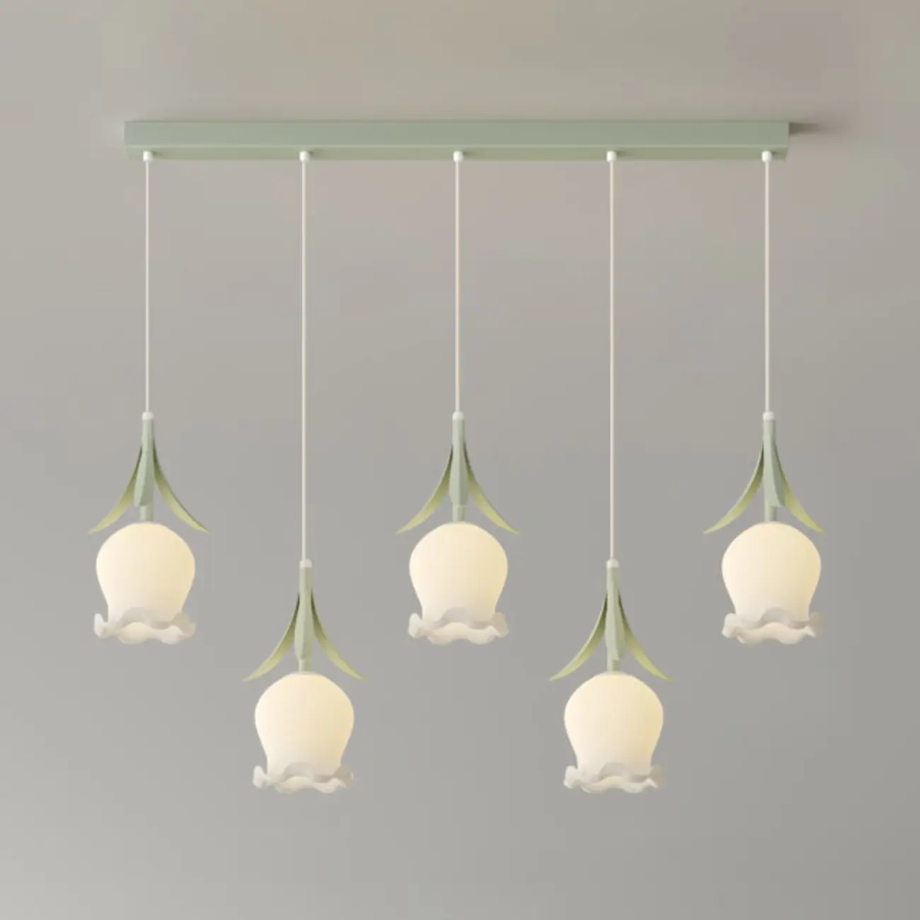 Elegant White Glass Floral LED Pendant Light for Living Room Image - 13 | homeyfad