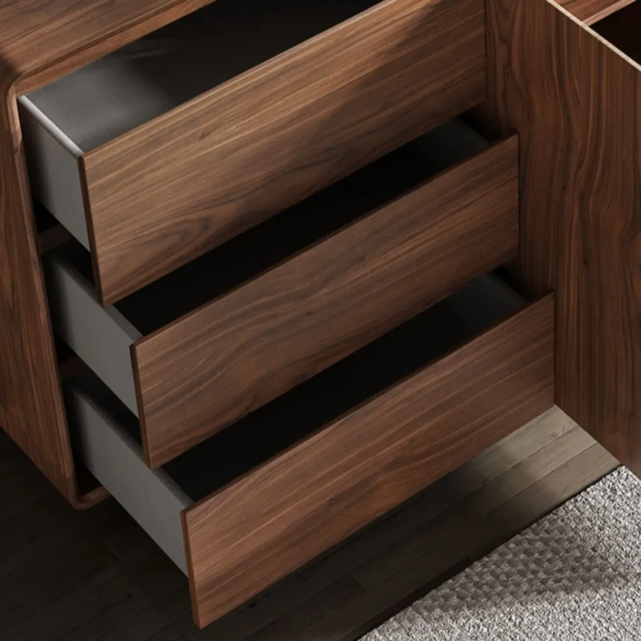 Large Cocoa Wooden Storage Cabinet with Drawers & Doors Image - 11