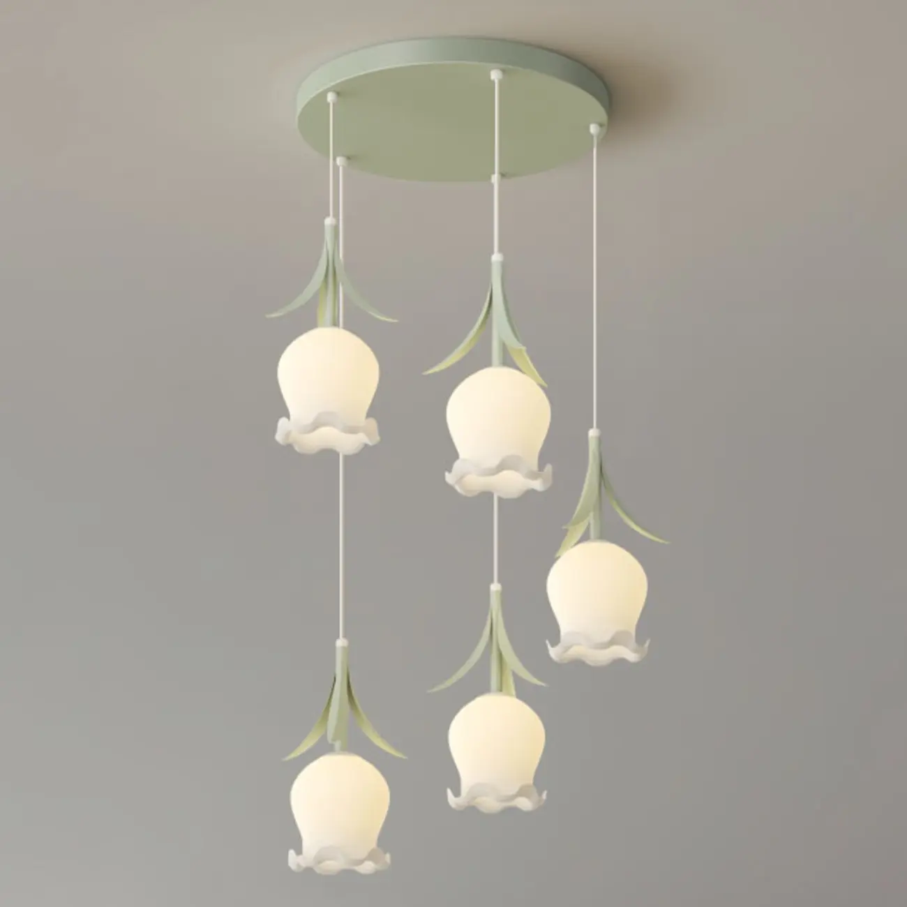 Elegant White Glass Floral LED Pendant Light for Living Room Image - 15 | homeyfad