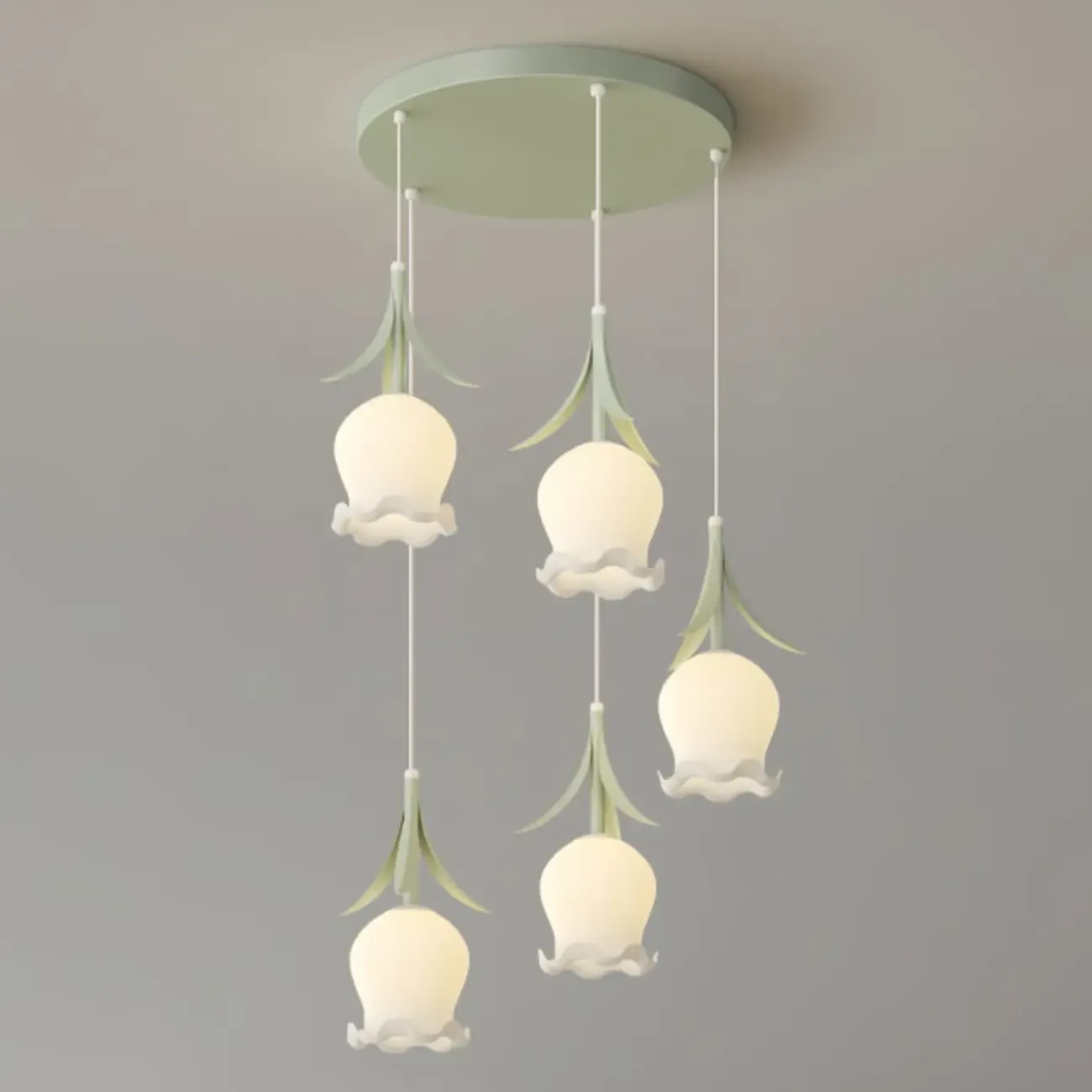 Elegant White Glass Floral LED Pendant Light for Living Room Image - 15