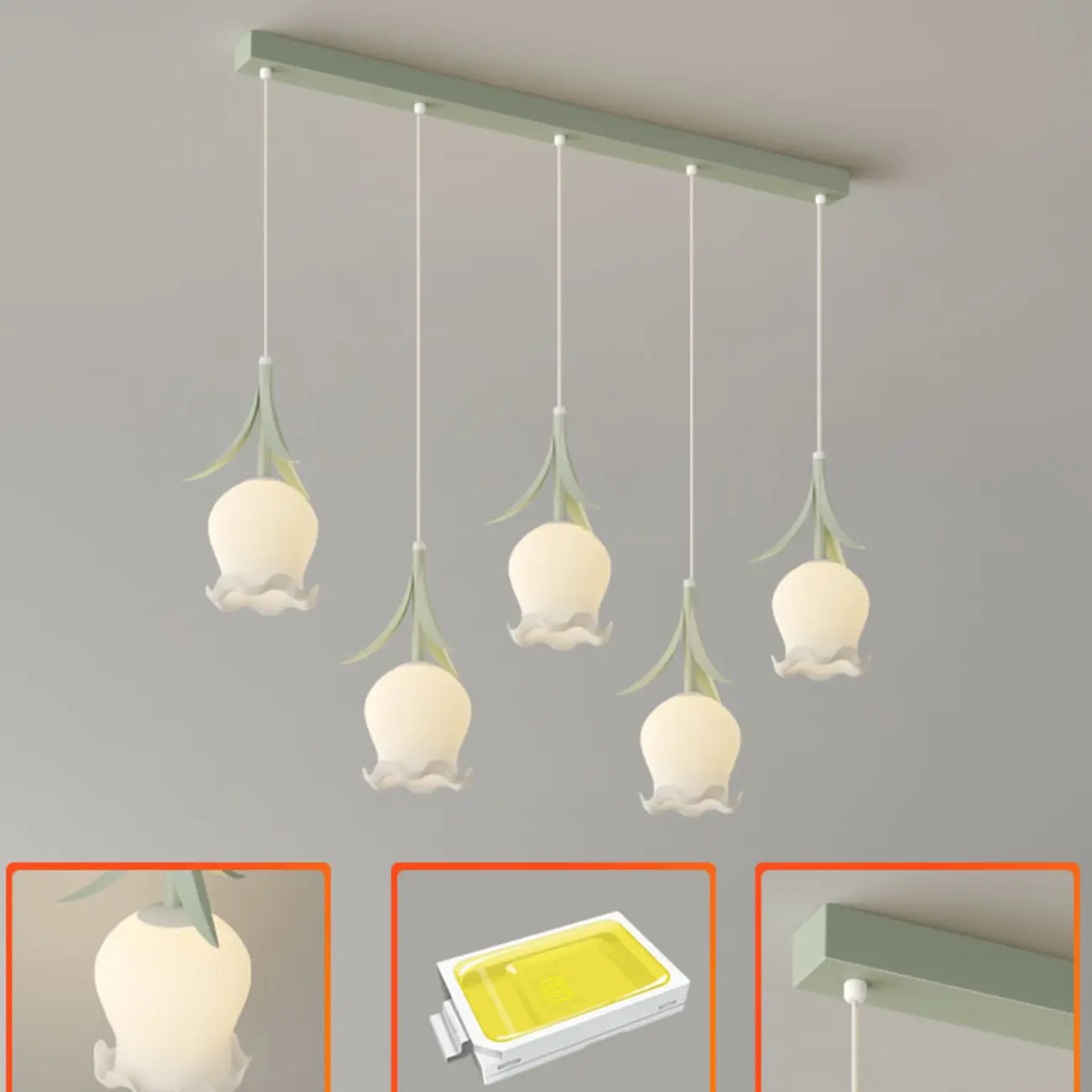 Elegant White Glass Floral LED Pendant Light for Living Room Image - 19 | homeyfad