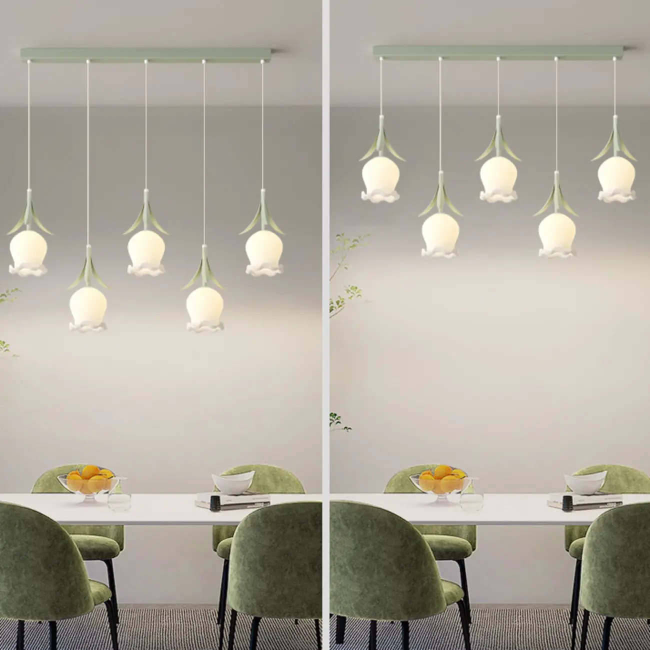Elegant White Glass Floral LED Pendant Light for Living Room Image - 20 | homeyfad