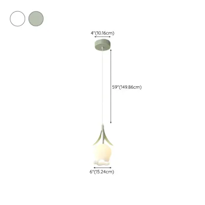 Elegant White Glass Floral LED Pendant Light for Living Room #size