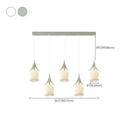 Elegant White Glass Floral LED Pendant Light for Living Room Image - 27