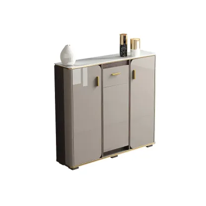 Glam Off-White Stone Top Sideboard with Cabinets Image - 5