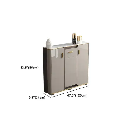 Glam Off-White Stone Top Sideboard with Cabinets Image - 15