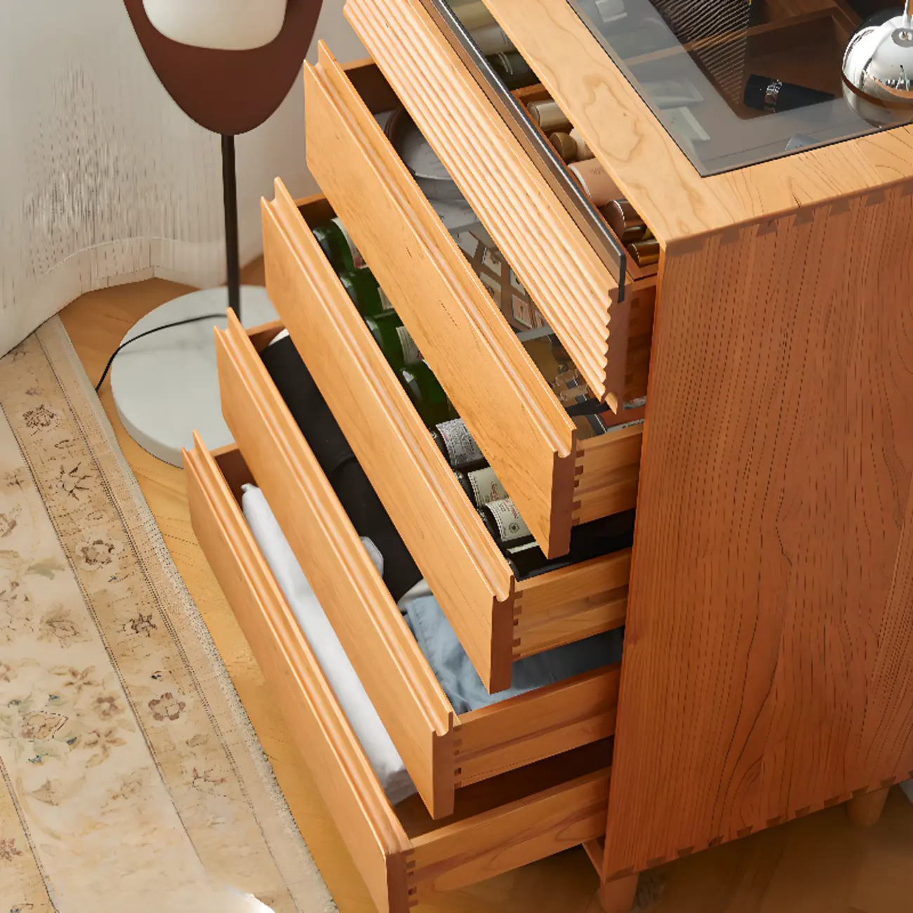 Scandinavian Accent Chest for Living Room with Natural Finish Image - 7 | homeyfad