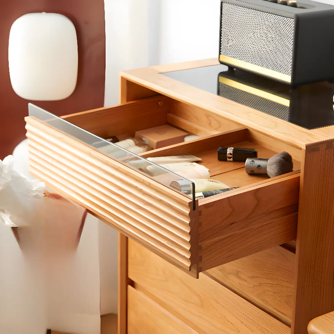 Scandinavian Accent Chest for Living Room with Natural Finish Image - 8 | homeyfad