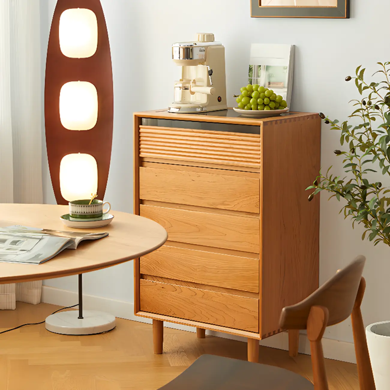 Scandinavian Accent Chest for Living Room with Natural Finish Image - 9 | homeyfad