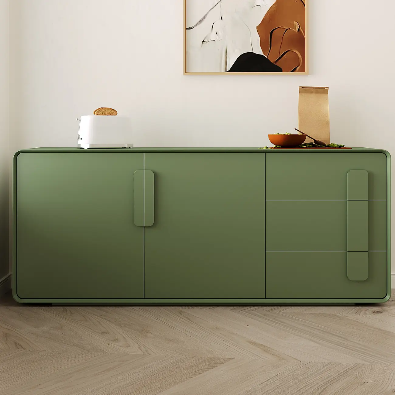 Composite Wood Green Storage Cabinet with Minimalist Style Image - 1 | homeyfad