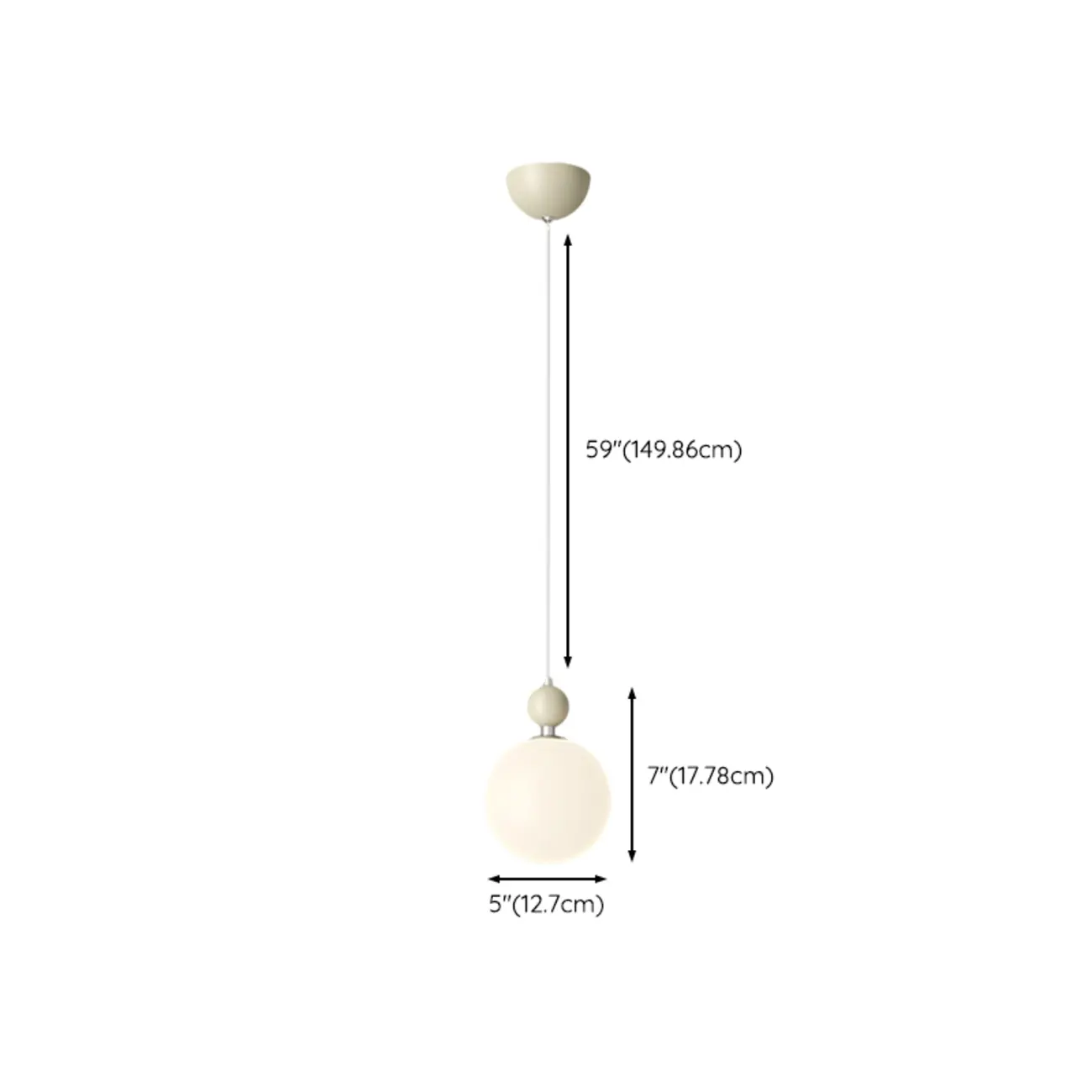 Elegant Milky Glass Globe LED Pendant Light with Bead Detail for Decor #size | homeyfad