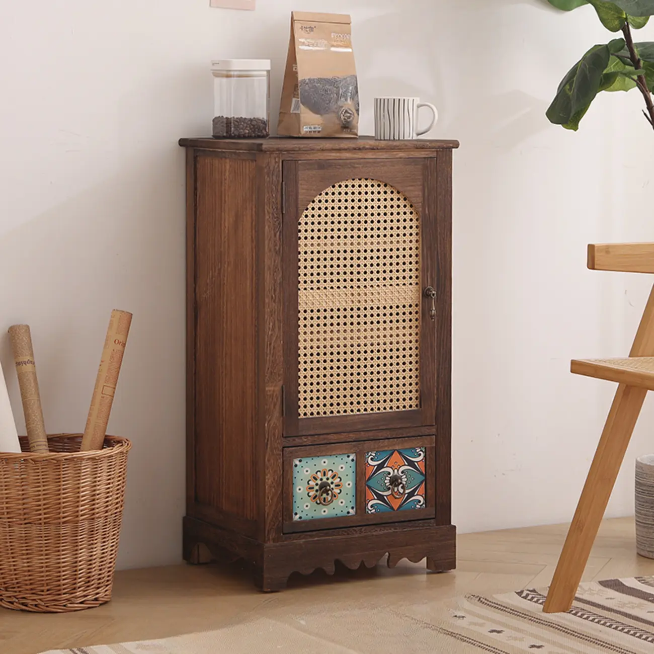 Tropical Solid Wood Storage Cabinet with Drawers for Entryway Image - 5 | homeyfad