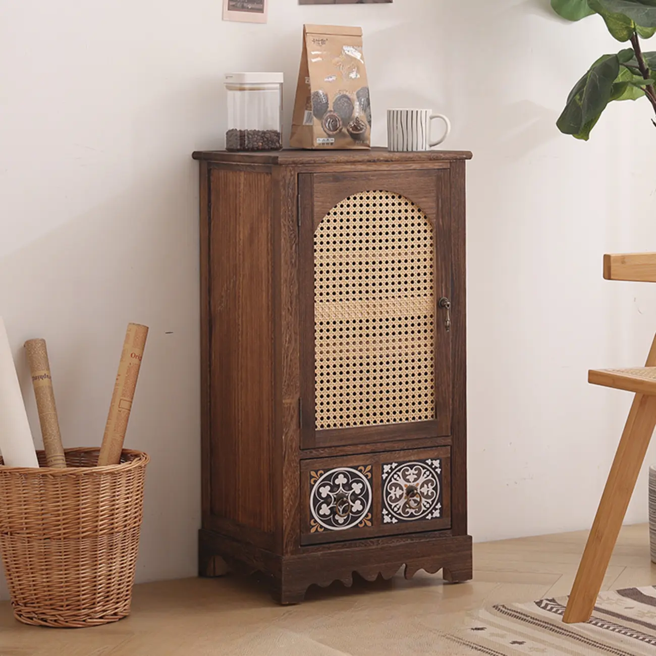 Tropical Solid Wood Storage Cabinet with Drawers for Entryway Image - 7 | homeyfad