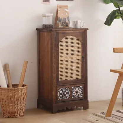 Tropical Solid Wood Storage Cabinet with Drawers for Entryway Image - 7