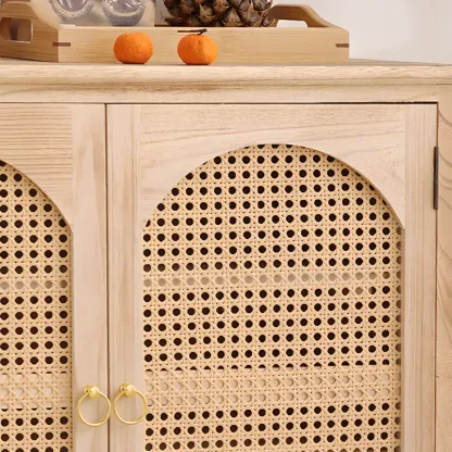 Tropical Solid Wood Storage Cabinet with Drawers for Entryway Image - 13