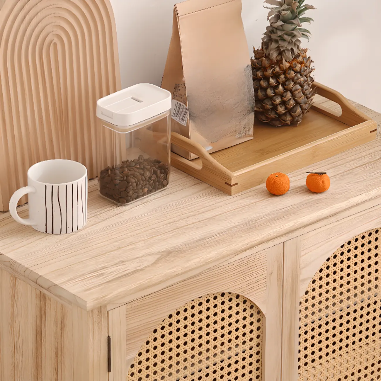 Tropical Solid Wood Storage Cabinet with Drawers for Entryway Image - 16 | homeyfad