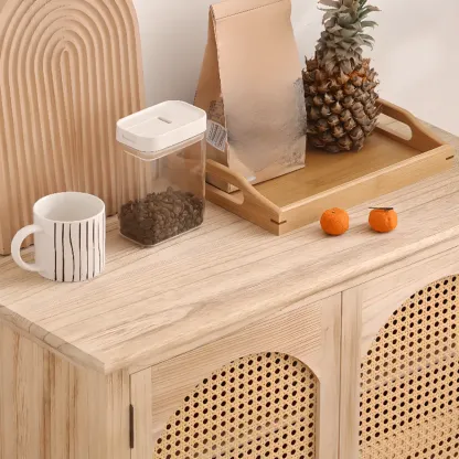 Tropical Solid Wood Storage Cabinet with Drawers for Entryway Image - 16