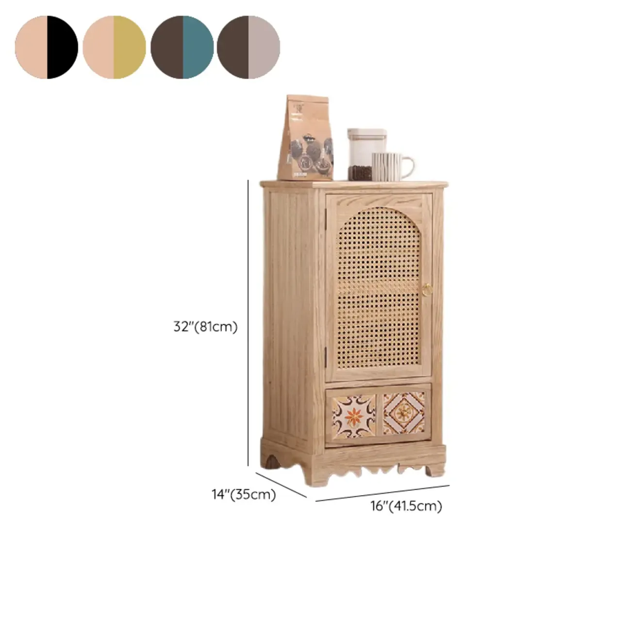 Tropical Solid Wood Storage Cabinet with Drawers for Entryway Image - 19