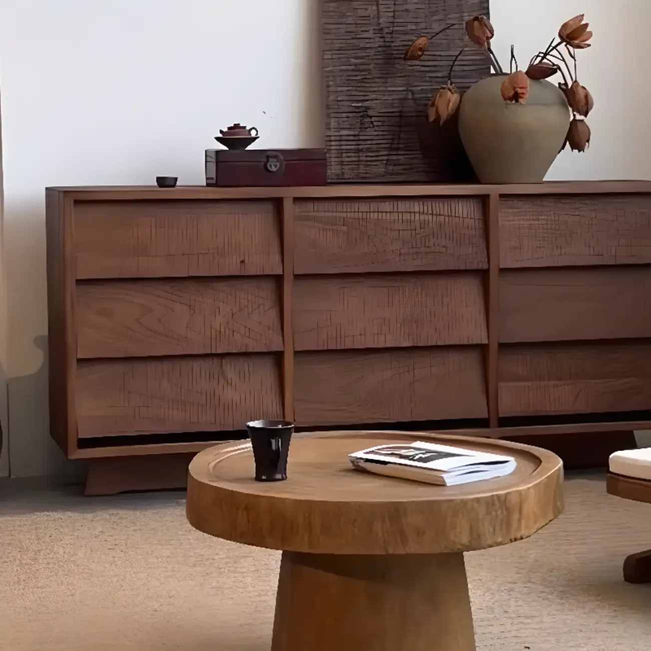 Rustic Accent Cabinet for Bedroom Storage with 6 Drawers Image - 6