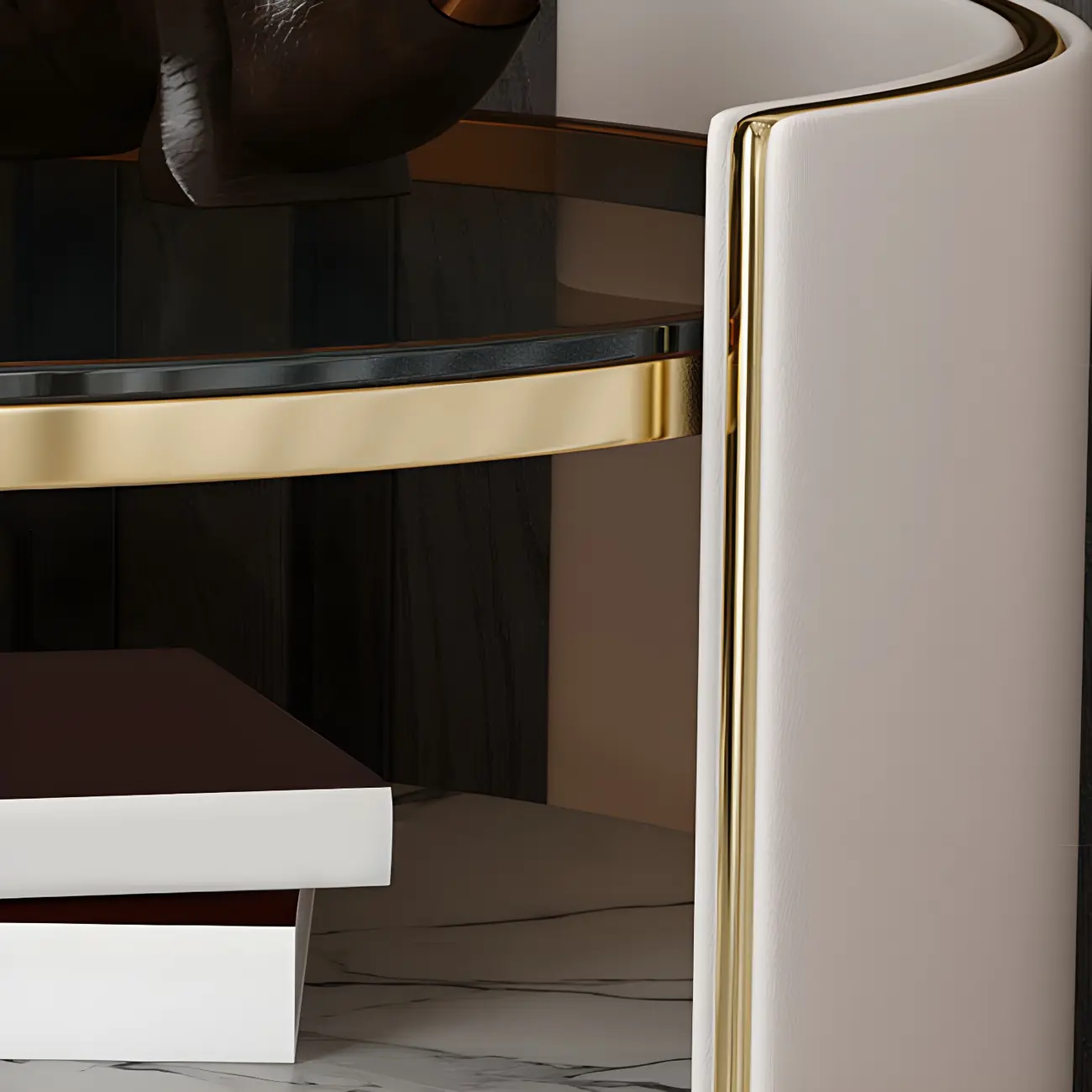 Luxury Glass Top Nightstand with Drawer Storage and Open Cubby Image - 7 | homeyfad