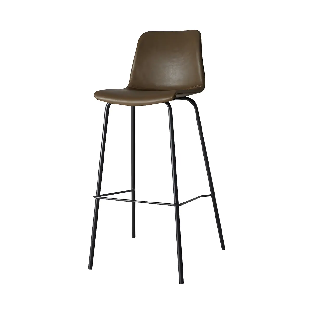 Vintage Leather Bar Stool with Low Backrest and Footrest Image - 5 | homeyfad