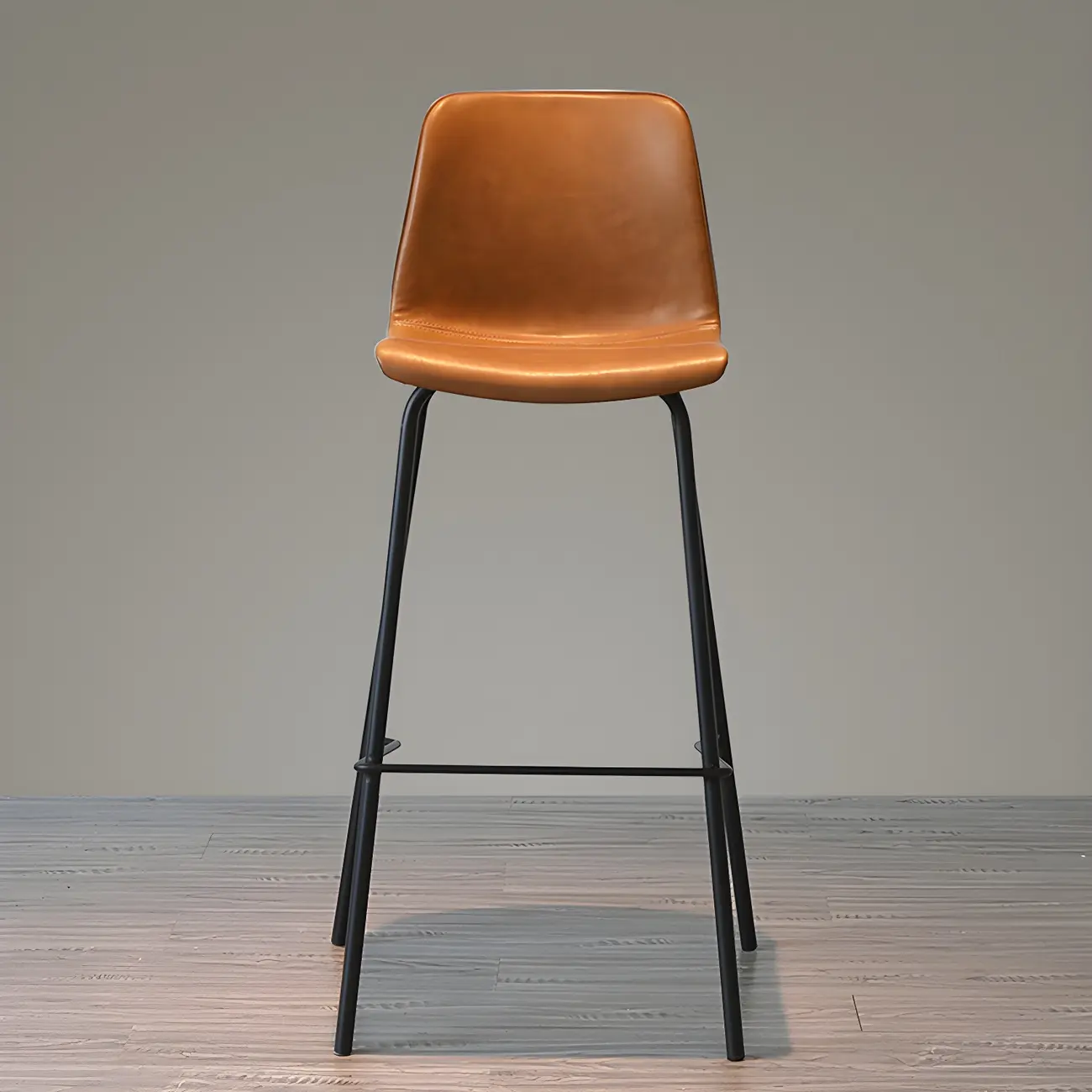 Vintage Leather Bar Stool with Low Backrest and Footrest Image - 6 | homeyfad