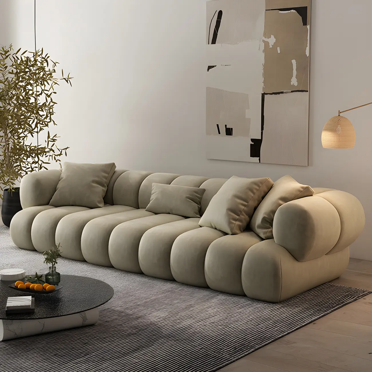 Scandinavian Green Modular Sectional Sofa with Tuxedo Arm Image - 1 | homeyfad