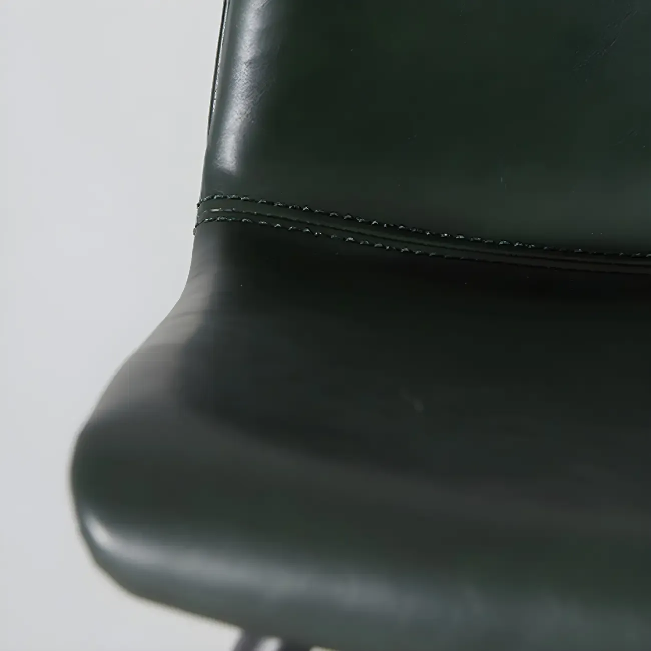 Vintage Leather Bar Stool with Low Backrest and Footrest Image - 14