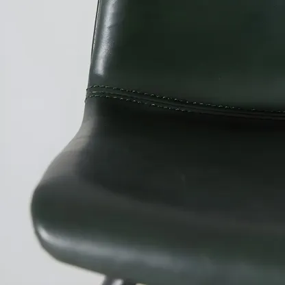 Vintage Leather Bar Stool with Low Backrest and Footrest Image - 14