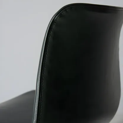 Vintage Leather Bar Stool with Low Backrest and Footrest Image - 15